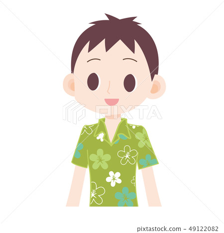 男性在綠色的阿羅哈襯衫 男性在綠色的阿羅哈襯衫 49122082