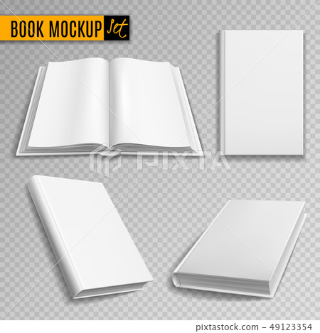 White book mockup. Realistic books cover blank brochure covers paperback empty textbook magazine 49123354