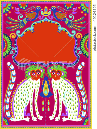 indian frame with birds, cheetah and flowers in indian frame with birds, cheetah and flowers in 49124395