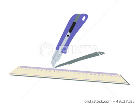 切刀的圖像。文具剪貼畫。紙和刀具。 49127185