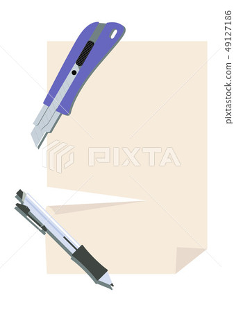 切刀的圖像。文具剪貼畫。紙和刀具。 49127186