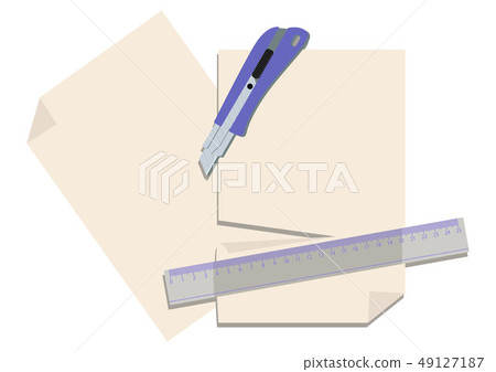 切刀的圖像。文具剪貼畫。紙和刀具。 49127187