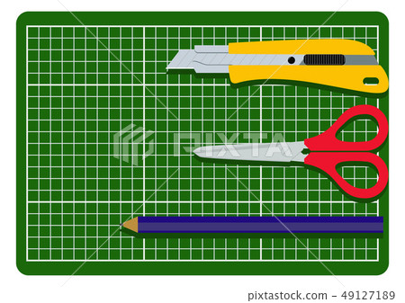 Image of a cutter knife. Stationery clip art. Paper and cutter knife. 49127189