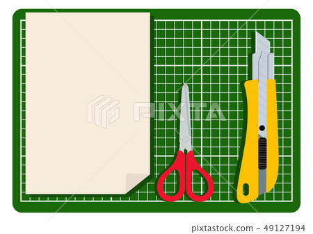 Image of a cutter knife. Stationery clip art. Paper and cutter knife. 49127194