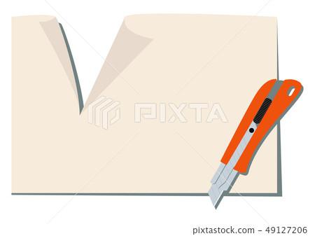 Image of a cutter knife. Paper and cutter. Stationery clip art. 49127206