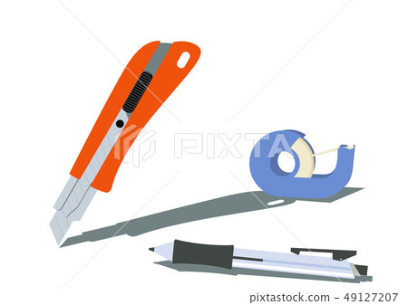Image of a cutter knife. Paper and cutter. Stationery clip art. 49127207