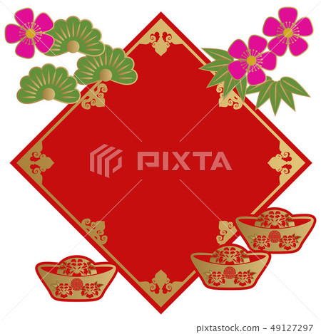 春節的框架設計。中國裝飾。遠東形象。中國風格相框。設計材料。 49127297