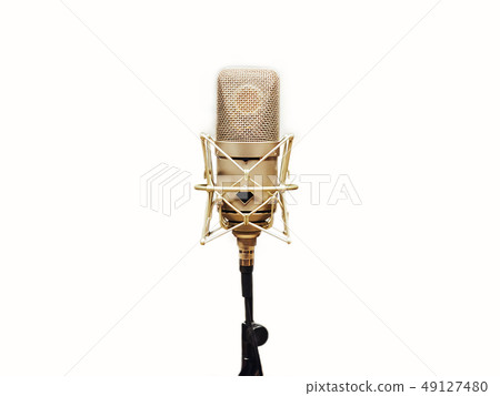 Microphone on a tripod, white background. Microphone on a tripod, white background. 49127480