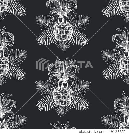 Pineapple seamless pattern. Hand drawn vector - Stock Illustration ...