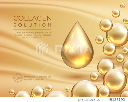 Collagen background. Cosmetic skin care ad banner, beauty essence and luxury face mask concept 49128193