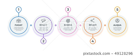 Line flow infographic. 5 steps circle workflow diagram, milestone business presentation template Line flow infographic. 5 steps circle workflow diagram, milestone business presentation template 49128296