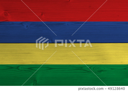 Mauritius flag painted on old wood plank Mauritius flag painted on old wood plank 49128640