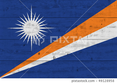 Marshall Islands flag painted on old wood plank Marshall Islands flag painted on old wood plank 49128958