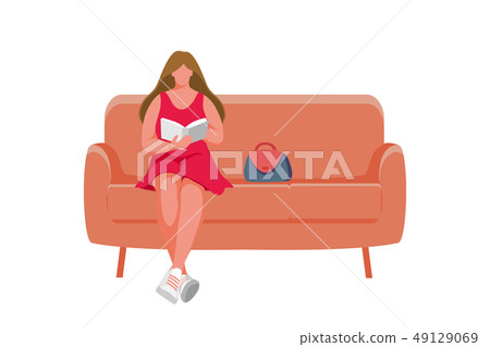 Girl sitting on the sofa - Stock Illustration [49129069] - PIXTA