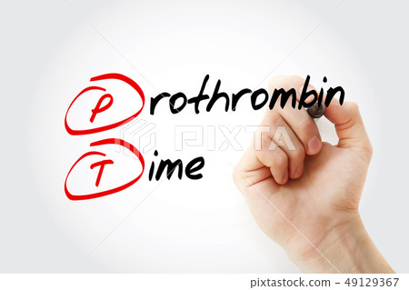 PT - Prothrombin Time acronym with marker 49129367
