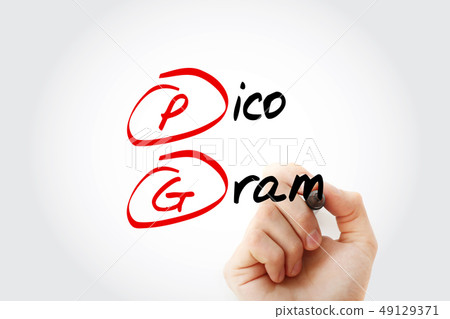 PG - picogram acronym with marker 49129371
