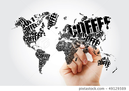 COFFEE word in shape of World Map 49129389