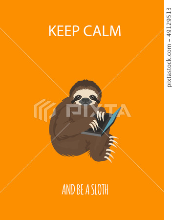 The story of one sloth. At home. Funny cartoon The story of one sloth. At home. Funny cartoon 49129513