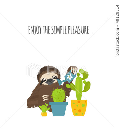 The story of one sloth. At home. Funny cartoon The story of one sloth. At home. Funny cartoon 49129514