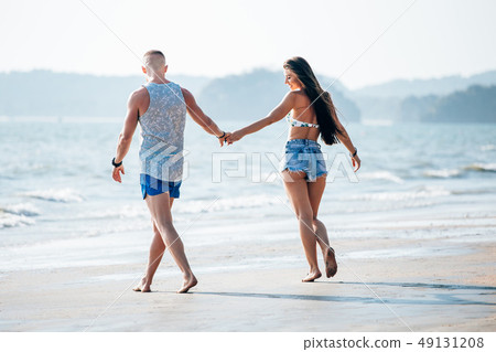 Partners for life spending romantic day out near the beach 49131208