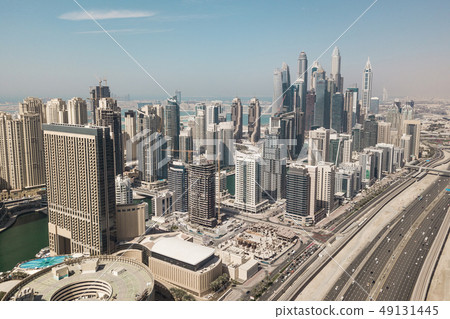 Aerial view of Dubai Marina district Aerial view of Dubai Marina district 49131445
