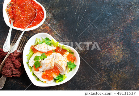 pancakes with salmon caviar 49131537