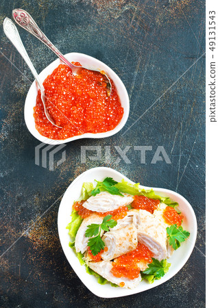 pancakes with salmon caviar 49131543