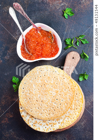 pancakes with salmon caviar pancakes with salmon caviar 49131544