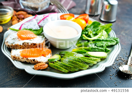 dinner on plate 49131556