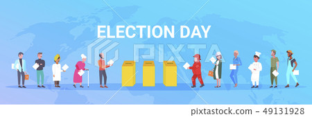election day concept different occupations voters casting ballots at polling place during voting mix election day concept different occupations voters casting ballots at polling place during voting mix 49131928