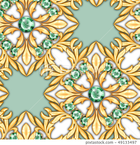 Seamless luxury pattern with emeralds 49133497