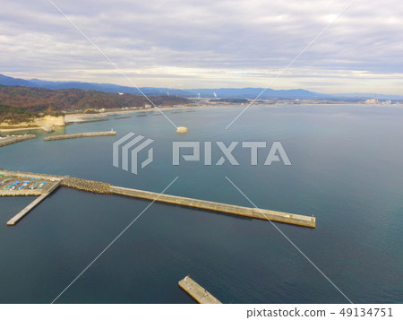 View of Hiragata Port-aerial view with drone (Ibaraki prefecture Kitaibaraki city) 49134751
