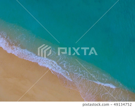 Aerial view on the beach, at the beach-by drone (Nago City, Okinawa Prefecture) 49134752