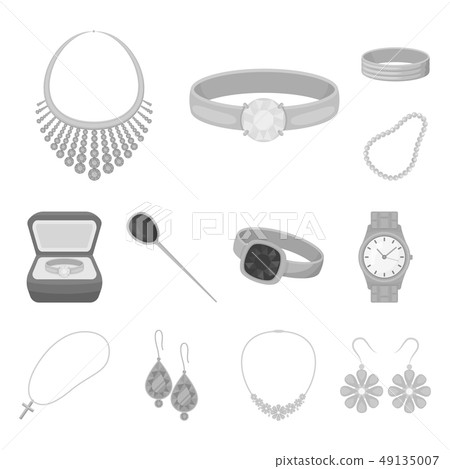 Isolated object of jewelery and necklace icon. Collection of jewelery and pendent stock symbol for Isolated object of jewelery and necklace icon. Collection of jewelery and pendent stock symbol for 49135007