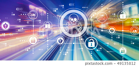Virus and scam theme with high speed motion blur Virus and scam theme with high speed motion blur 49135812