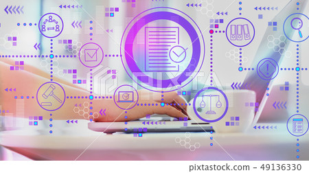 Compliance theme with woman using a laptop Compliance theme with woman using a laptop 49136330