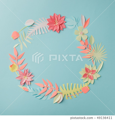 Colourful handmade tropical paper flowers and 49136411