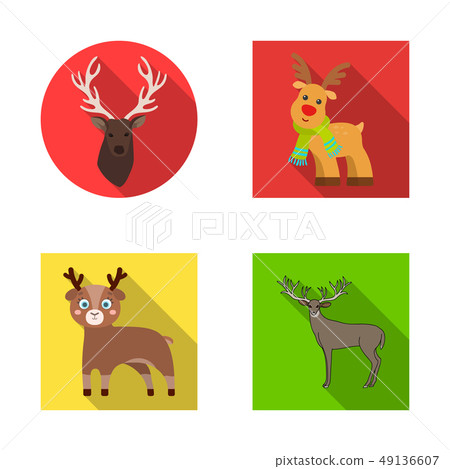 Isolated object of elk and head sign. Set of elk and stag stock vector illustration. 49136607