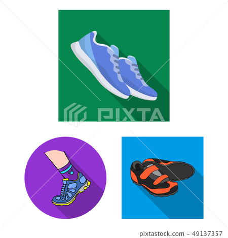 Vector design of shoe and sport sign. Set of shoe and fitness stock vector illustration. 49137357