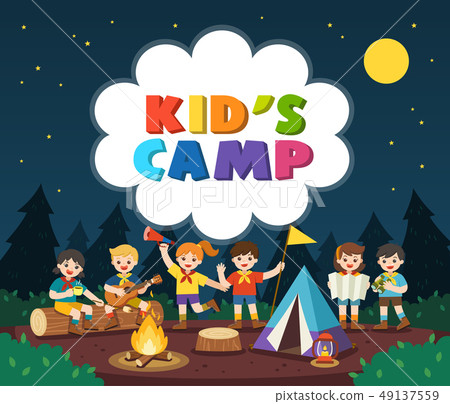 Children camping out in the park. - Stock Illustration [49137559] - PIXTA