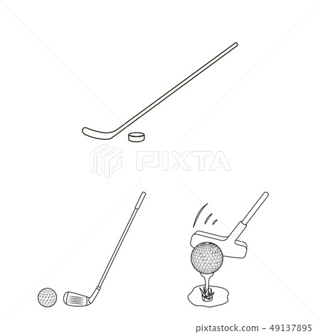 Vector illustration of stick and field symbol. Set of stick and club stock vector illustration. Vector illustration of stick and field symbol. Set of stick and club stock vector illustration. 49137895