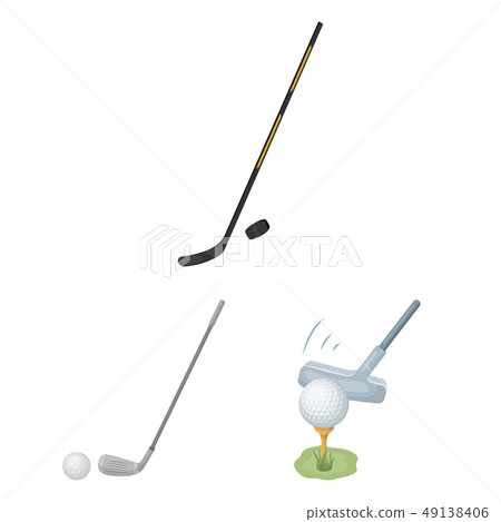 Vector design of stick and field sign. Set of stick and club vector icon for stock. Vector design of stick and field sign. Set of stick and club vector icon for stock. 49138406