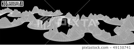 grid polygonal mountains on a black background 49138741