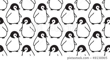 penguin Seamless pattern vector cartoon fish 49138905