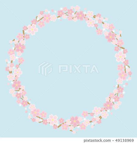 Cherry circle frame (light blue background) Cherry circle frame (light blue background) 49138969