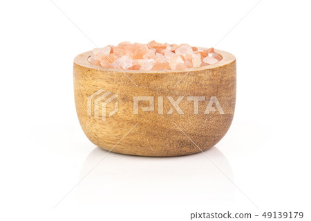 Pink himalayan salt crystals isolated on white Pink himalayan salt crystals isolated on white 49139179