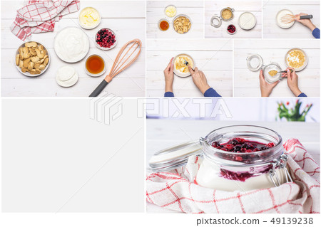 Recipe no bake cheesecake on grey wood 49139238