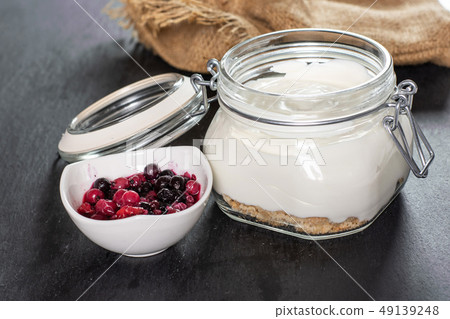 Recipe no bake cheesecake on grey stone Recipe no bake cheesecake on grey stone 49139248