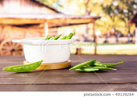 Green sugar snap pea with cart 49139284