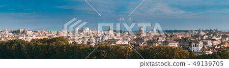 Rome, Italy. Cityscape Skyline With Pantheon, Altar Of The Fatherland And Other Famous Lanmarks In Rome, Italy. Cityscape Skyline With Pantheon, Altar Of The Fatherland And Other Famous Lanmarks In 49139705